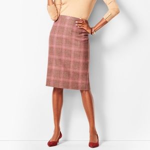 Brown and Pink Plaid Talbots Pencil Skirt - 10 NWT